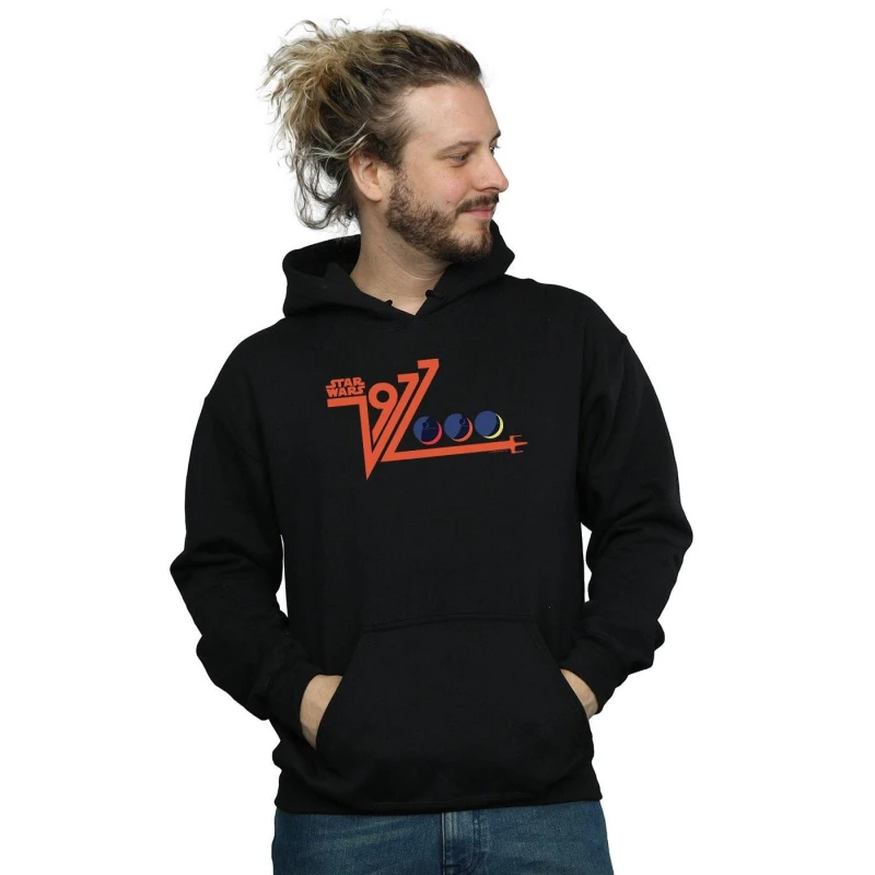 Image of Star Wars Star Wars Men Retro 1977 Death Star Hoodie in Black Size: Small Black S Male 5057981321254