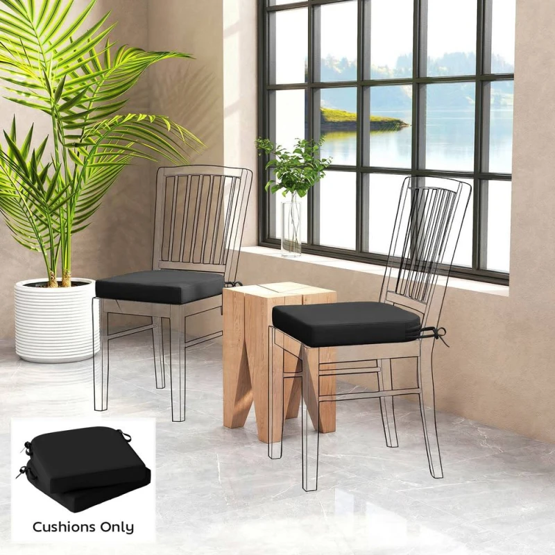 Image of OUTSUNNY Outdoor Chair Seat Cushions Set of 2, Garden Chair Cushions in Black Size: 40cm x 40cm Black Unisex 40cm x 40 cm