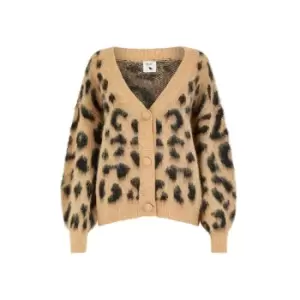 Image of Yumi Green Leopard Intarsia Cardigan - Brown