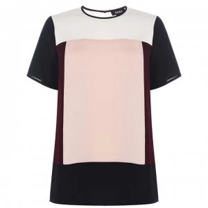 Image of DKNY Short Sleeve Colour Block T Shirt - IVORY/SHIRAZ
