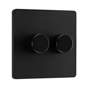 Image of BG Evolve Matt Black Trailing Edge LED 200W Double Dimmer Switch 2-Way Push On/Off - PCDMB82B