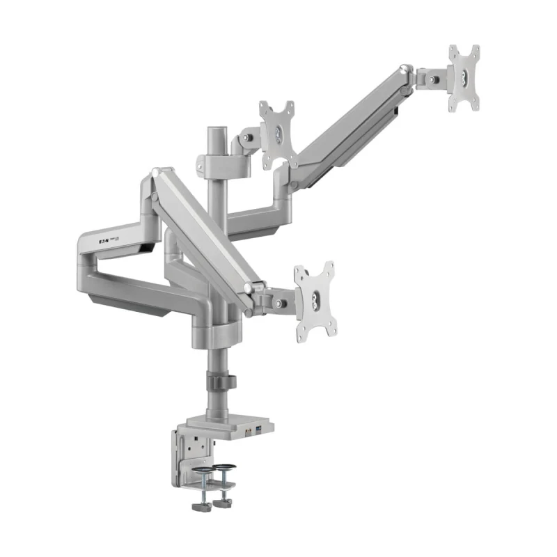 Image of Tripp Lite Tripp Lite DDR1730TAL Triple-Display Gas-Spring Flex-Arm Desktop Clamp and Grommet for 17to 30Flat-Screen Displays - USB and Audio Port