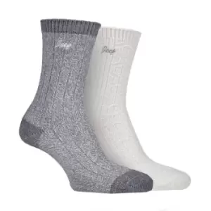 image of Jeep 2 Pack Super Soft Boot Socks Ladies - Grey