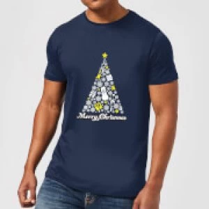 Image of Nintendo White Christmas Merry Christmas Navy T-Shirt - L - Navy