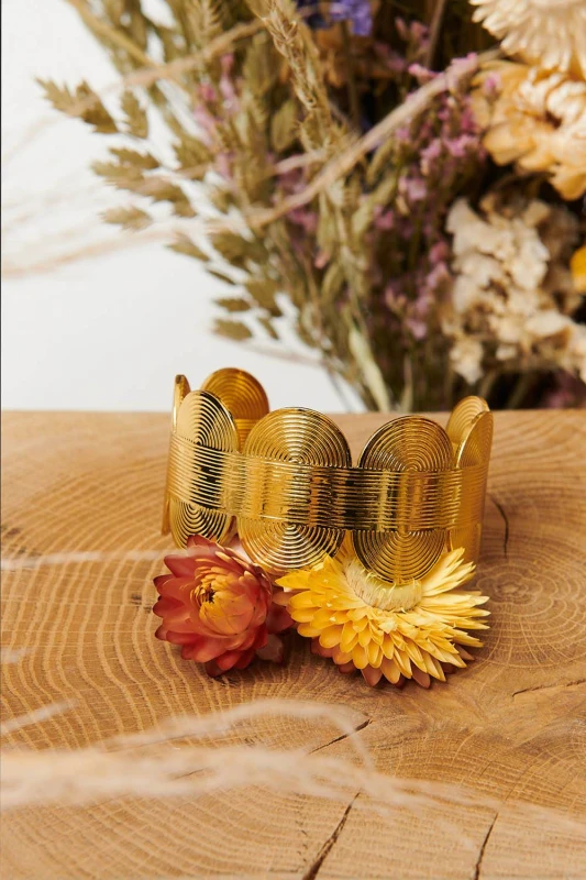 Image of Izabel London Womens Abstract Textured Wide Metallic Bracelet in Metallics Metallics Female One Size