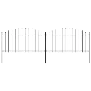 image of Vidaxl Garden Fence With Spear Top Steel (1.25-1.5)x3.4 M Black