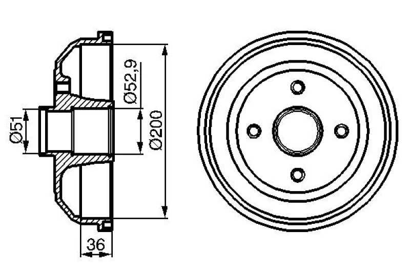 Image of Bosch 0 986 477 134 Brake Drum Rear Axle, 228mm, without wheel bearing Brake Drum (123)
