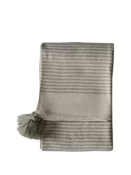 image of Gallery Retreat Striped Tassel Throw - Cream