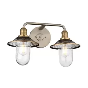 Image of Hinkley Rigby 2 Light Wall Light Antique Nickel with Heritage Brass IP44