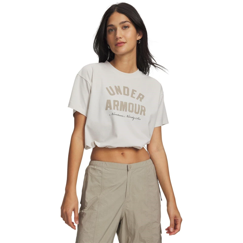 Image of Under Armour Womens Bungee Hem T-Shirt Summit White female 10 (S)