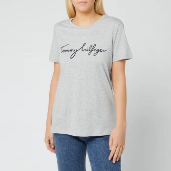 Image of Tommy Hilfiger Womens Heritage Crewneck Graphic T-Shirt - Light Grey Heather - L