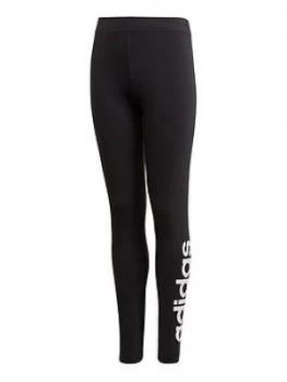 Image of adidas Girls Linear Leggings - Black, Size 11-12 Years, Women