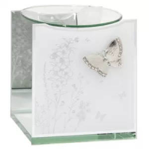 Image of Mirror White Glass Butterfly Wax/oil Warmer by Lesser & Pavey