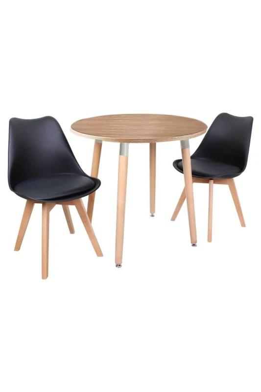 Image of Life Interiors Life Interiors 'Round Lorenzo' Dining Set with a Table and Chairs Set of 2 in Black One Size Unisex 5060926382548