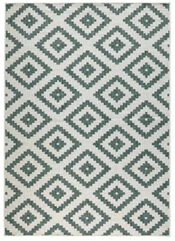 Image of THE RUGS Malta Reversible Indoor Outdoor Rug Flatweave Polypropylene in Green Size: 80cm x 250cm Green Unisex 80cm x 250 cm