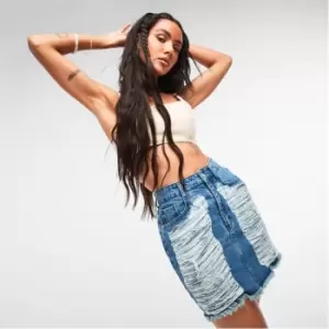 image of Missguided Extreme Shredded Denim Mini Skirt - Blue