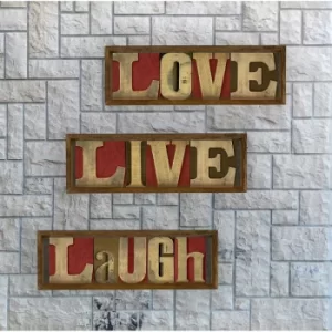 Image of KZM396 Brown Beige Red Decorative Framed MDF Painting (3 Pieces)
