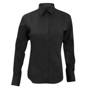 Image of Kustom Kit Ladies City Long Sleeve Blouse (12 UK) (Black)