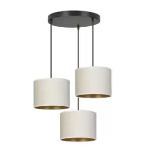 image of Hilde Black Cluster Pendant Ceiling Light with White Fabric Shades, 3x E27