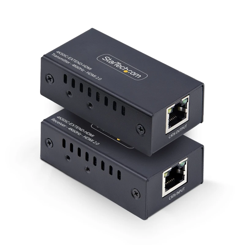 Image of StarTech.com StarTech.com HDMI Extender Over CAT5e/CAT6, 4K 60Hz, Up to 200ft (60m), Transmitter and Receiver Kit, Power Over Cable, Compact Form Fact