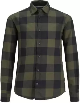 Image of Jack & Jones Gingham Twill shirt T-Shirt olive black