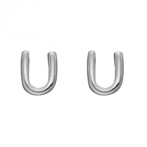 image of Initial U Sterling Silver Stud Earrings E6038