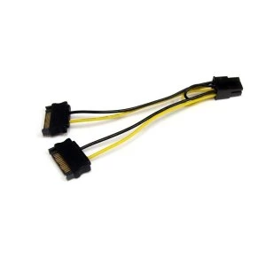 Image of 6in SATA Power to 6 Pin PCI Express Video Card Power Cable Adapter