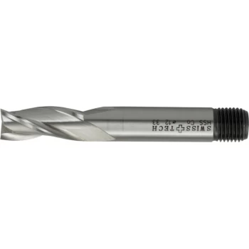 image of SwissTech 12.00MM HSS-Co 8% 3 Flute Threaded Shank Slot Drills - Uncoated