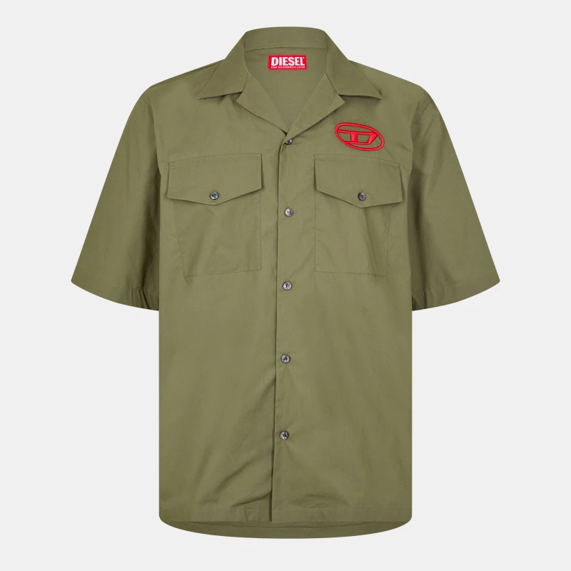 Image of Diesel Mens Short-Sleeve Plain Shirt Ivy Green male S (46)