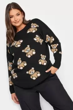 Image of Bear Print Knitted Jumper