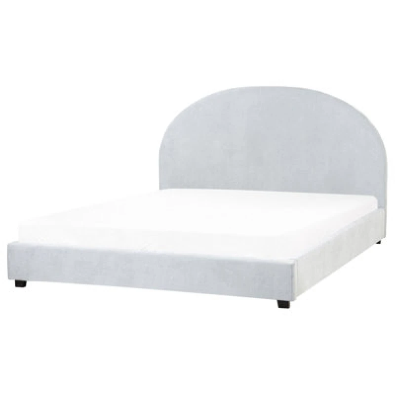 Image of Beliani Bed Chenille Vaucluse 160 X 200 Cm (Eu King Size) Light Blue