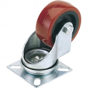 Image of Draper Swivel Plate Fixing Polyurethane Wheeled Castor 100mm