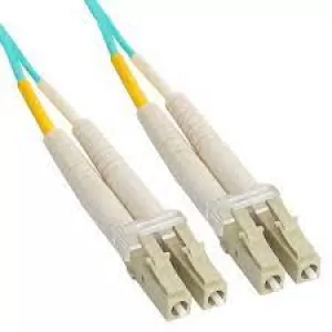 Image of 2m LC-LC OM4 Multimode Backwards Compatible With OM3 Fibre Optic Duplex LSZH Patch Lead 2mm Oversleeving AQUA