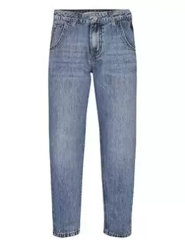 Image of Calvin Klein Jeans Girls Barrel Jeans - Washed Blue, Washed Blue, Size Age: 14 Years, Women