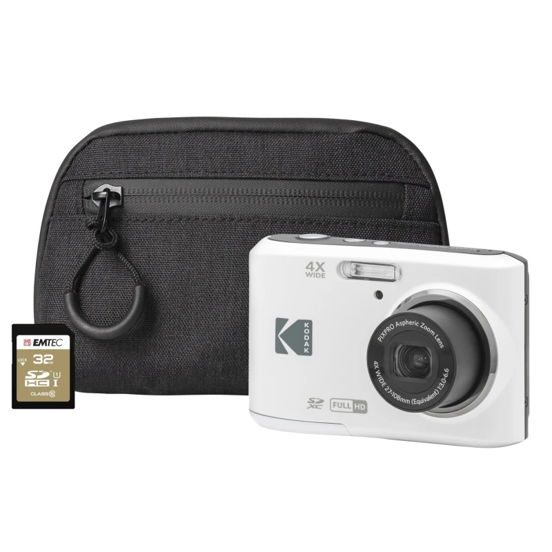 Image of Kodak PIXPRO FZ45 16MP 4x Zoom Compact Camera - White - Camera + 32GB