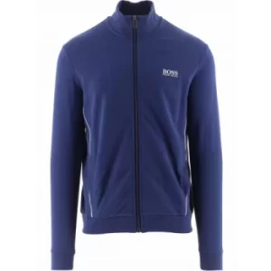 image of BOSS Navy Logo Cotton Pique Loungewear Tracksuit Jacket