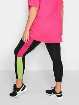 Image of Yours Colour Clash Active Legging Pink/green, Black, Size 30-32, Women