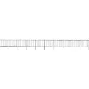 Image of Garden Fence with Spear Top Steel 17x1.5 m Black Vidaxl Black