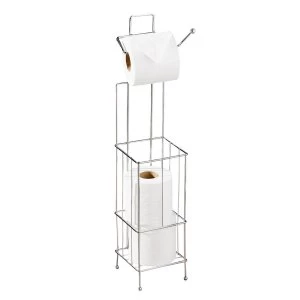 Image of Premier Housewares Toilet Roll Holder and Storer Chrome Wire