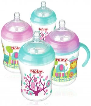 image of Nubys Natural Touch 270ml Anti Colic Bottles 4 Pack Girl