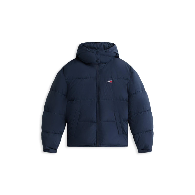 Image of Tommy Jeans Womens Flag Medium Puffer Jacket Dark Night Navy female 8 (XS)