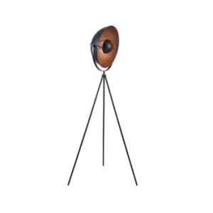 image of Black And Copper Diffused Tripod Floor Lamp