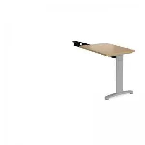 image of TR10 single return desk 800mm x 600mm - silver frame and oak top