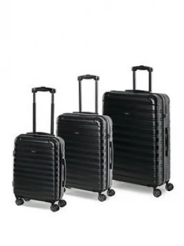 Image of Rock Luggage Chicago 8 Wheel 3 Piece Set Black Suitcase