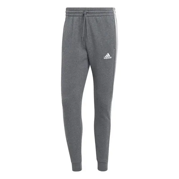 Image of adidas Essentials Fleece Tapered Cuff 3-Stripes Joggers M Closed Hem Fleece Jogging Bottoms XS Grey 48702602310