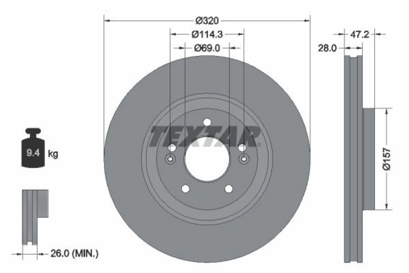Image of Brake disc TEXTAR 92306303