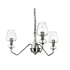 Image of 3 Bulb Ceiling Light Polished Nickel Finish Clear Glass Shades LED E14 40W