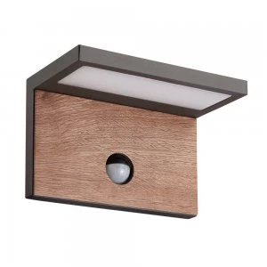 Image of Motion Sensor Wall Lamp, 15W LED, 3000K, 900lm, IP54, Anthracite, Walnut