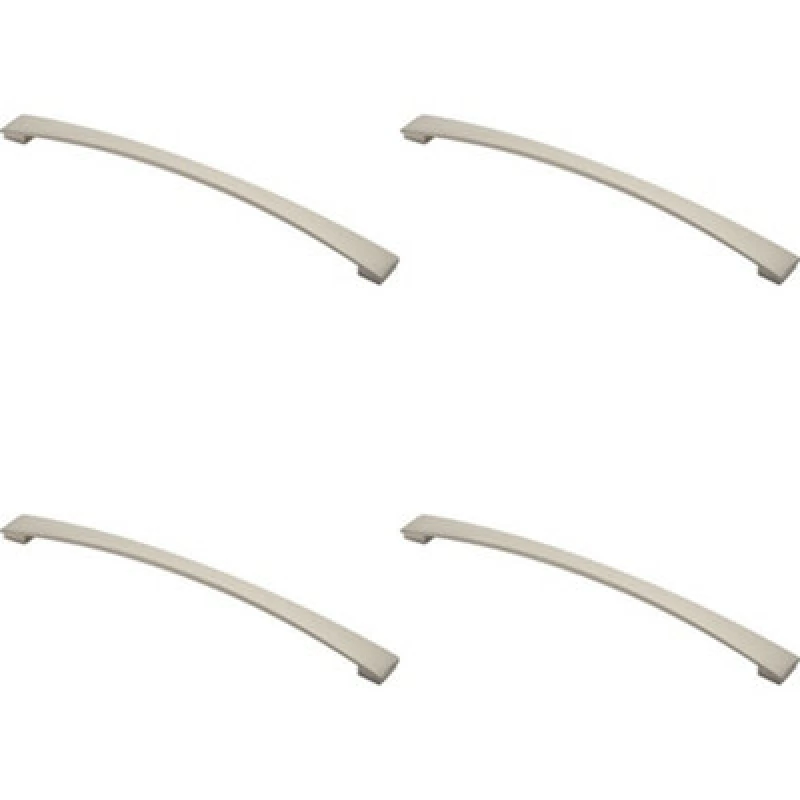 Image of Loops 4x Curved Bow Pull Handle 338 x 25mm 320mm Fixing Centres Satin Nickel Metallics unisex