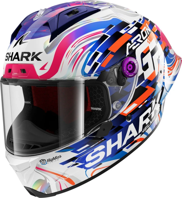 Image of Shark Aeron GP Replica Zarco GP de France Helmet, white-purple, Size XS for Men